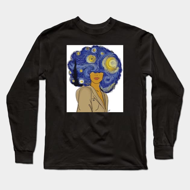 Starry Nights Long Sleeve T-Shirt by bananapeppersart